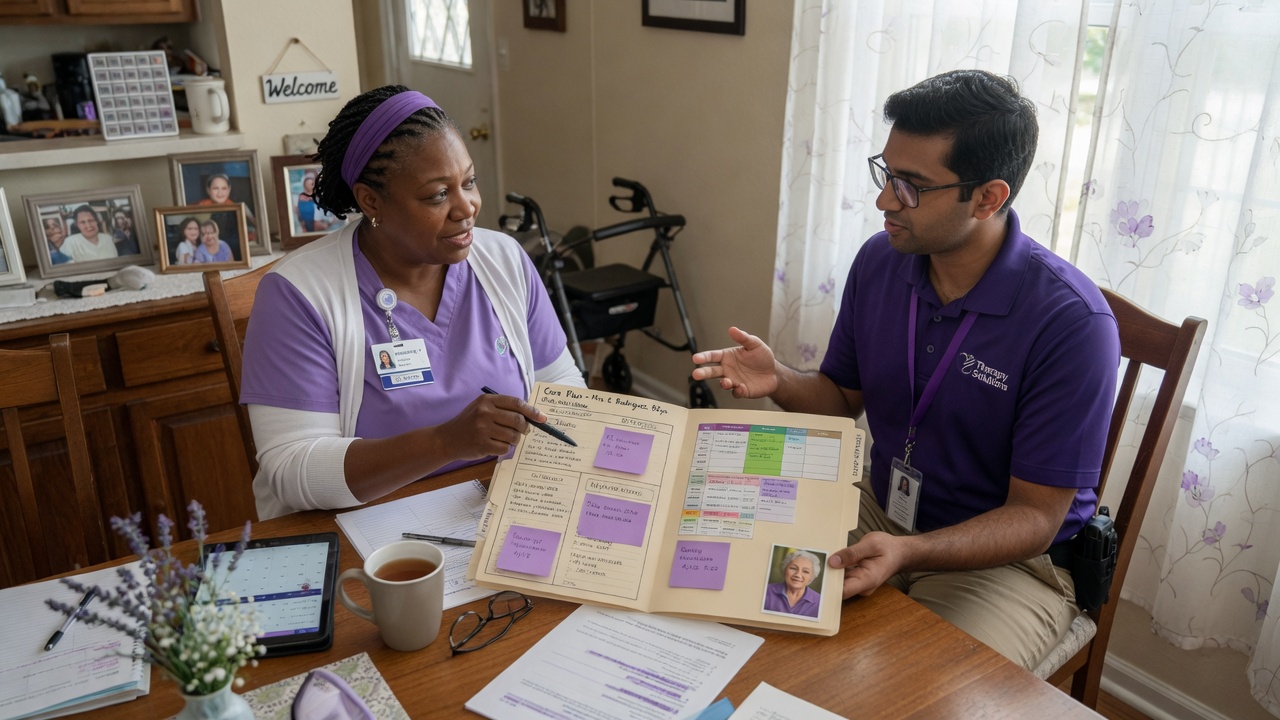 Care team reviewing a plan together