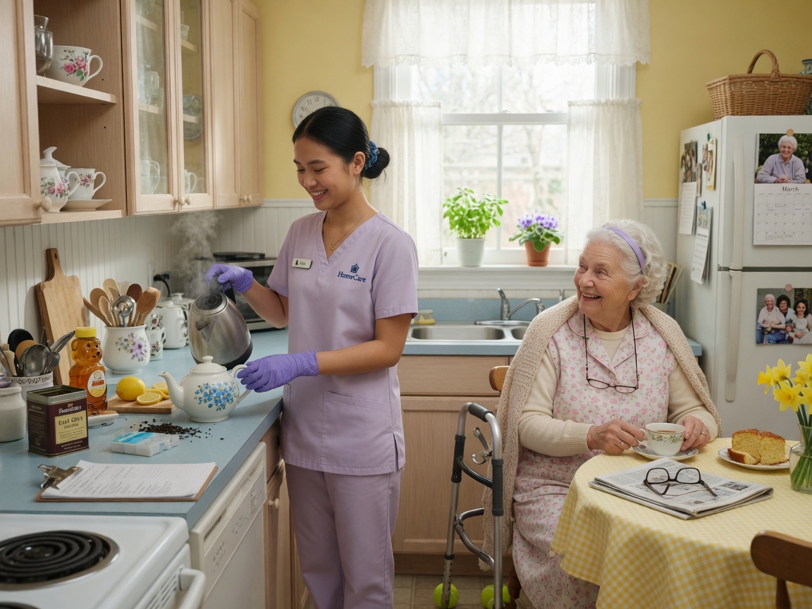 Home health companion spending time with an elderly woman
