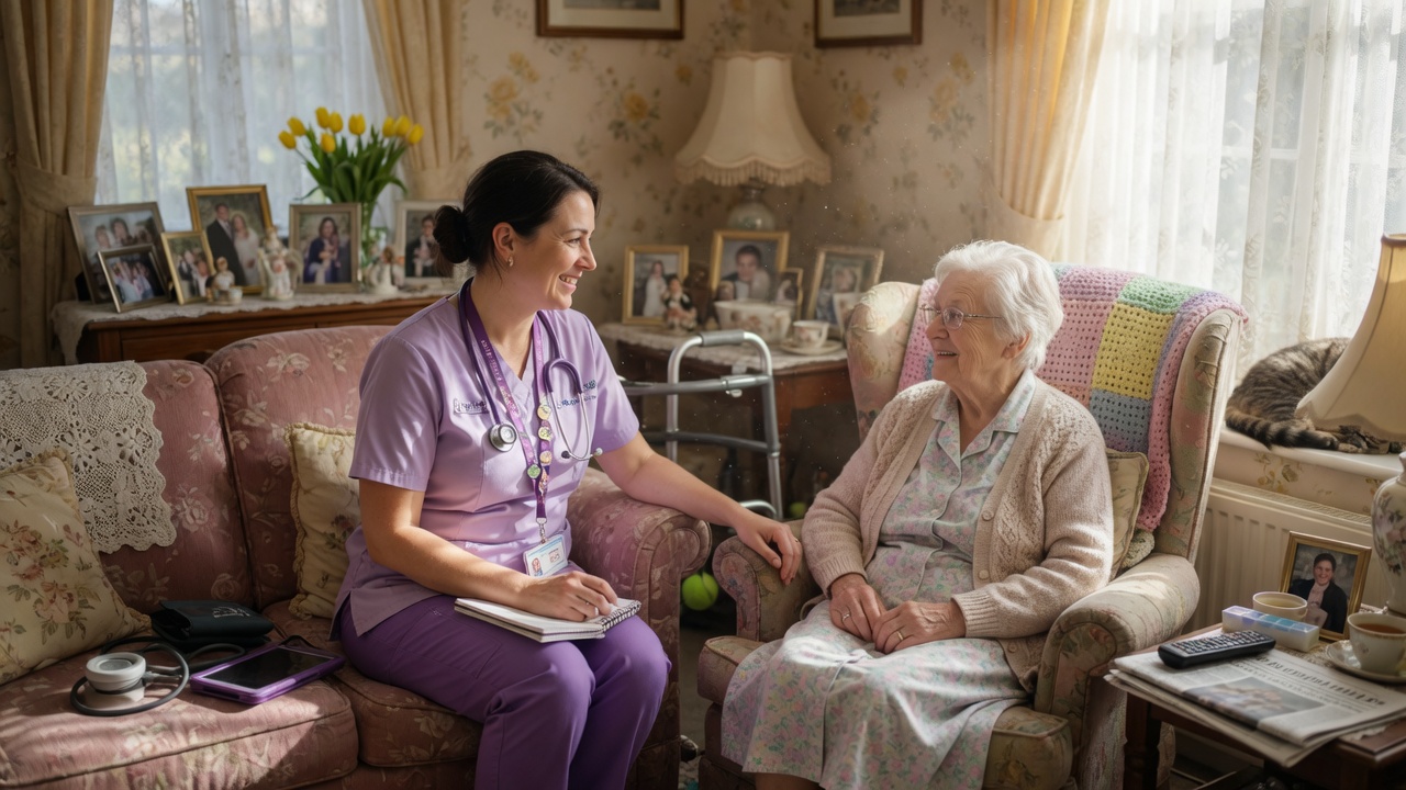 Trusted home health nurse with patient